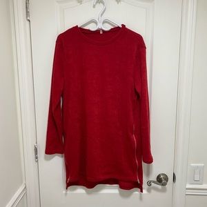 Red Dress/Oversized Shirt with Zippered Sides